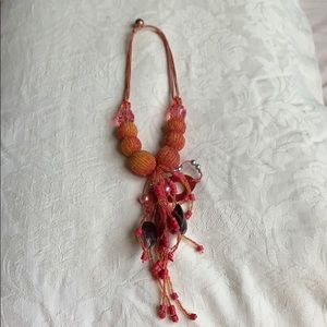 Red and orange recycled necklace